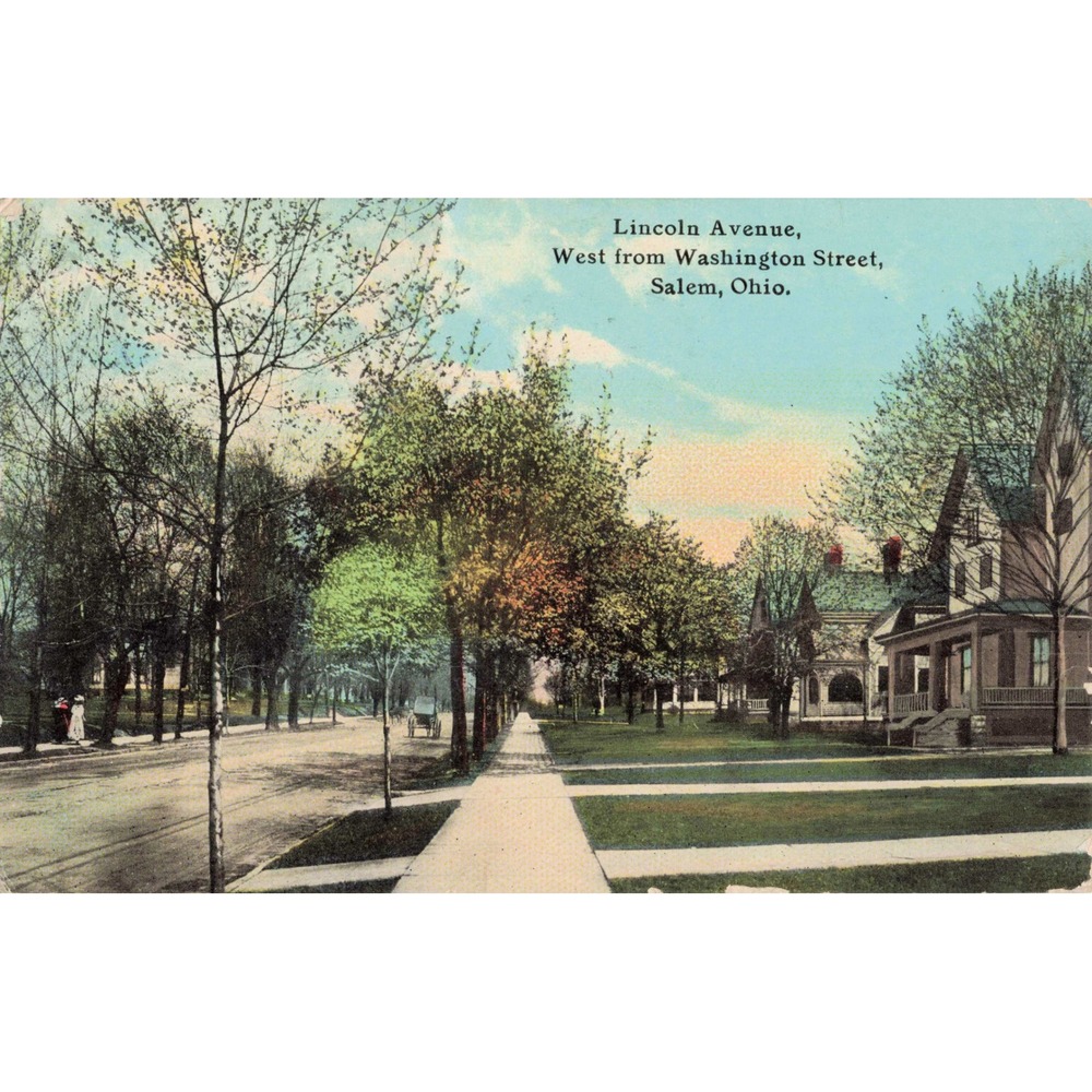 Salem Ohio Lincoln Avenue West from Washington St Vintage Postcard 1912